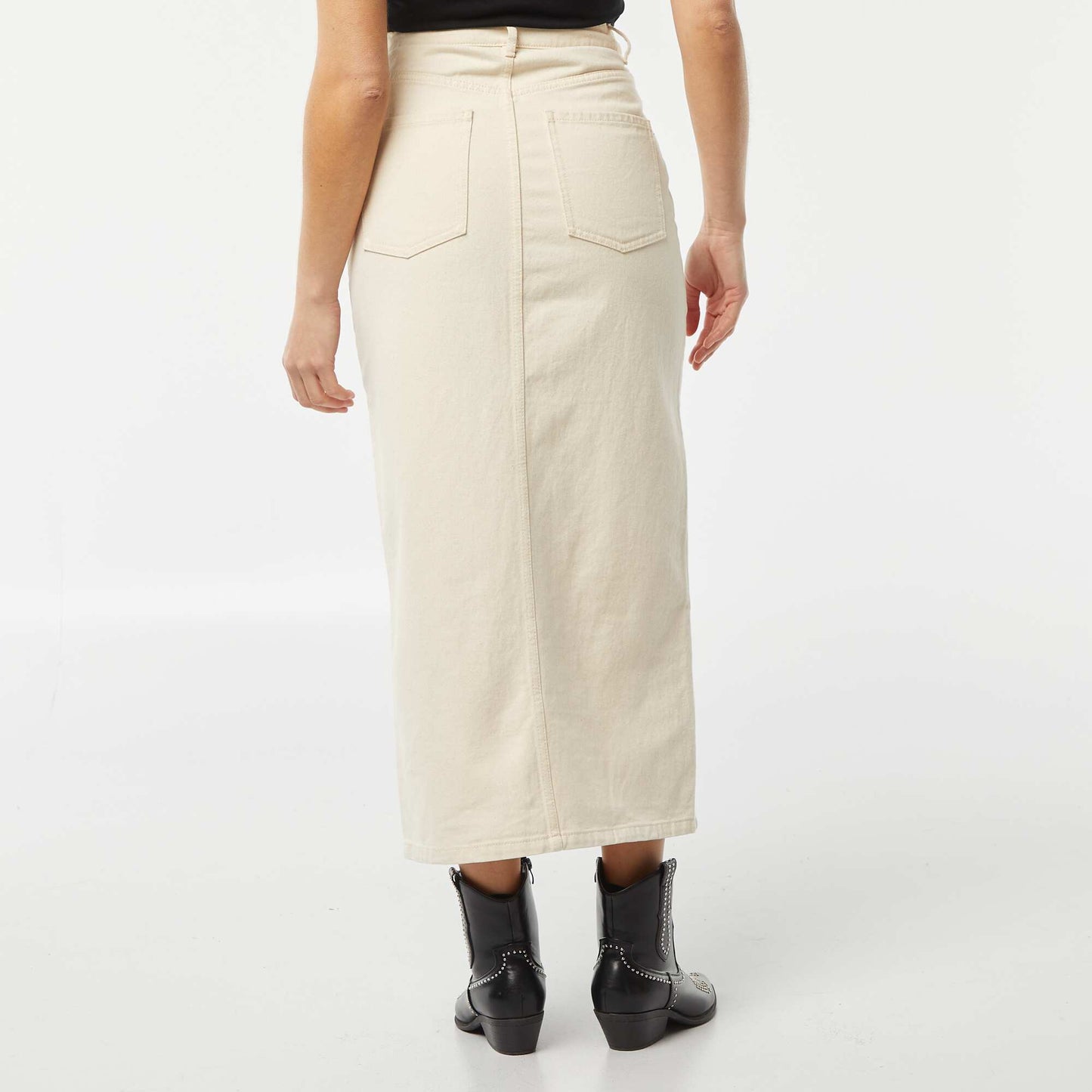 Denim midi skirt WHITE