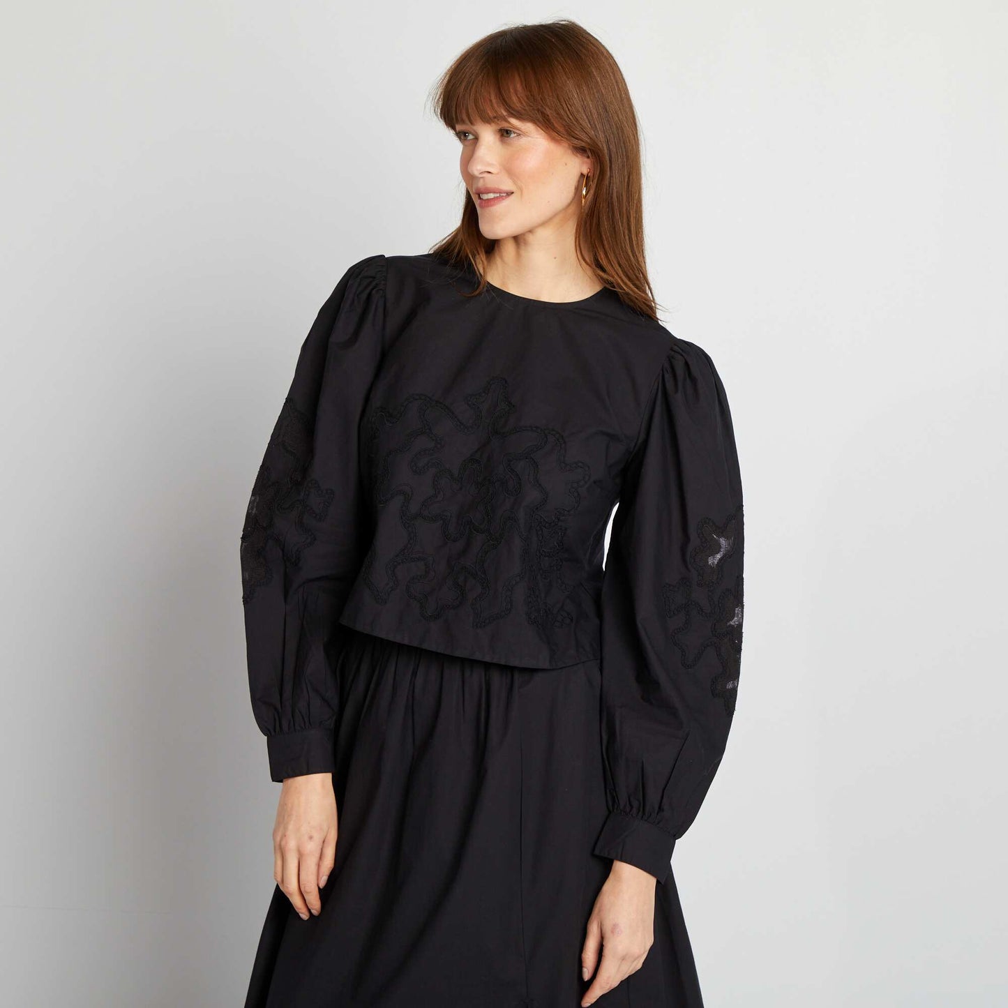 Cotton voile blouse BLACK