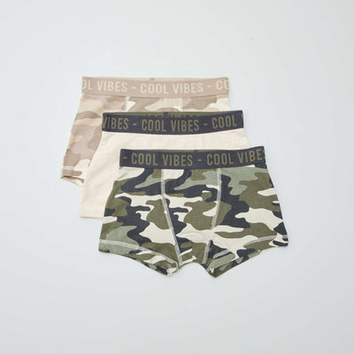 Pack of 3 pairs of stretch boxer shorts BROWN
