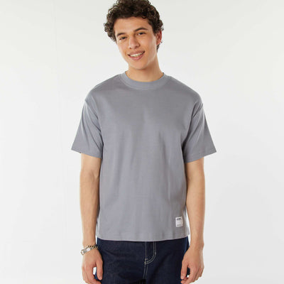 Round neck cotton T-shirt BLUE