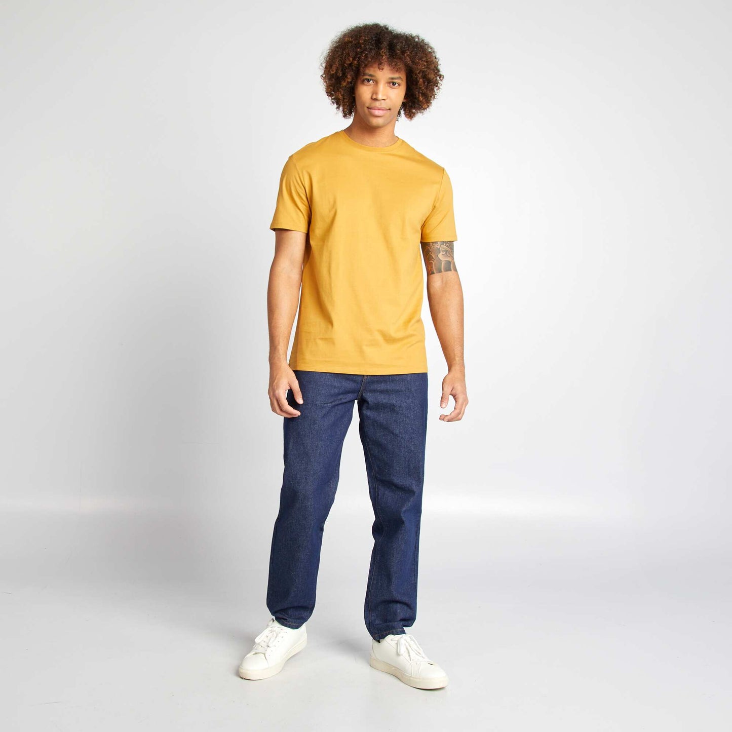 Round-neck cotton T-shirt BEIGE