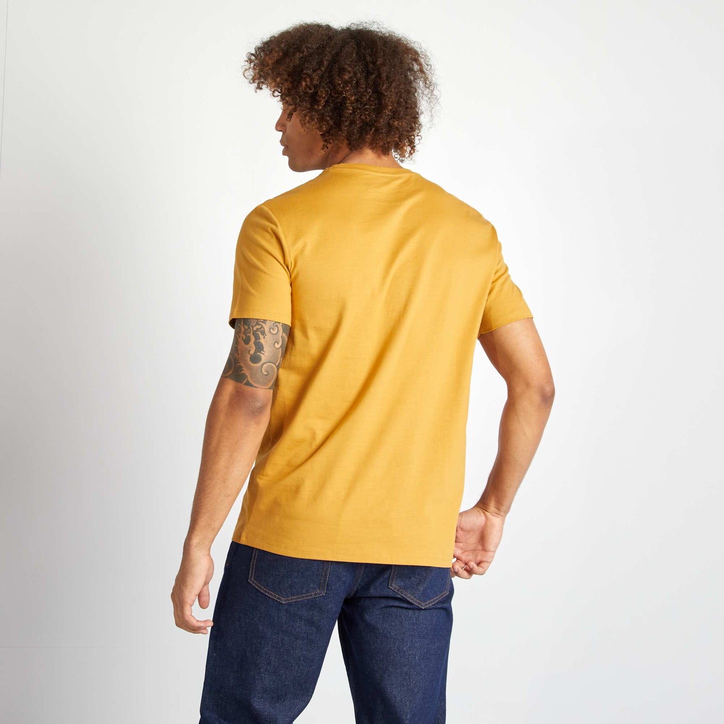 Round-neck cotton T-shirt BEIGE