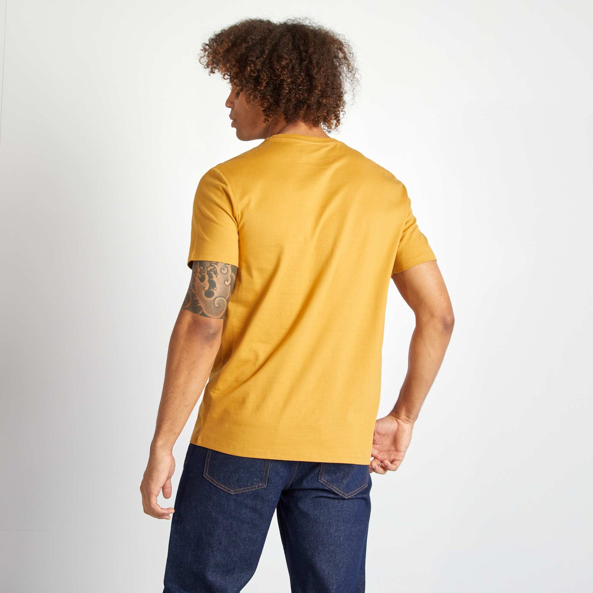 Round-neck cotton T-shirt BEIGE