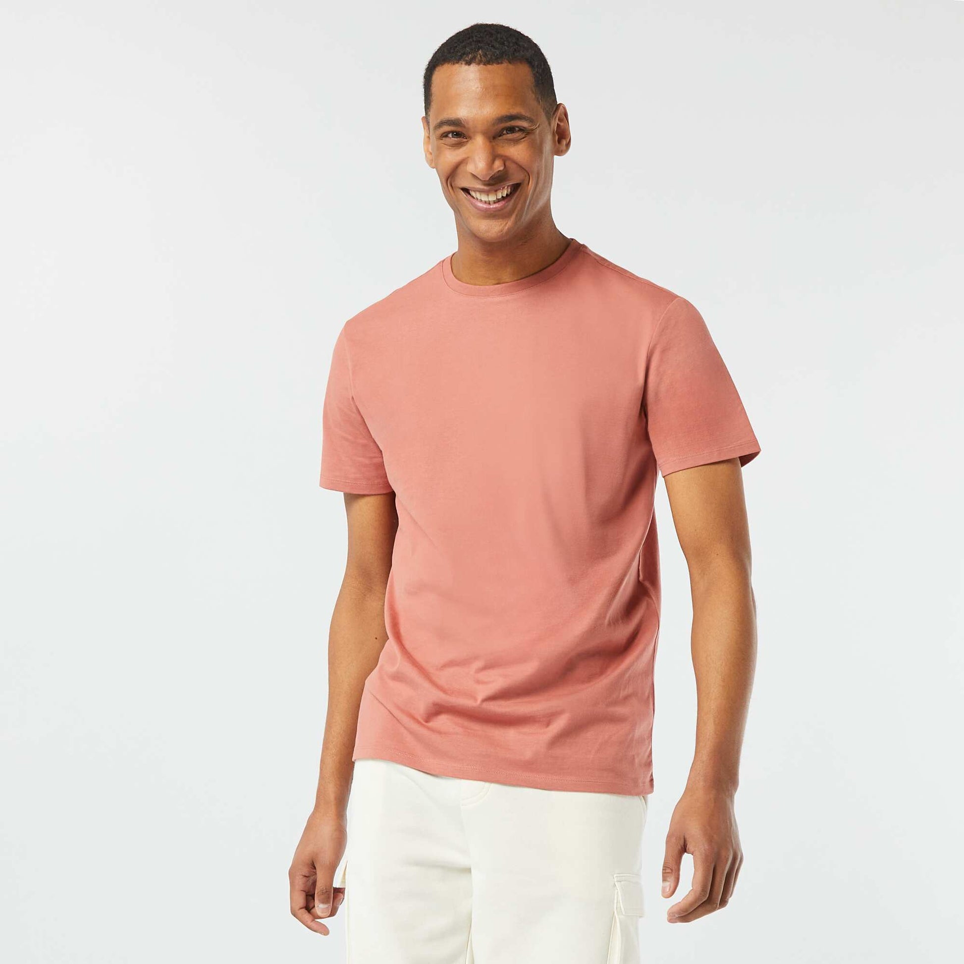 Round-neck cotton T-shirt PINK