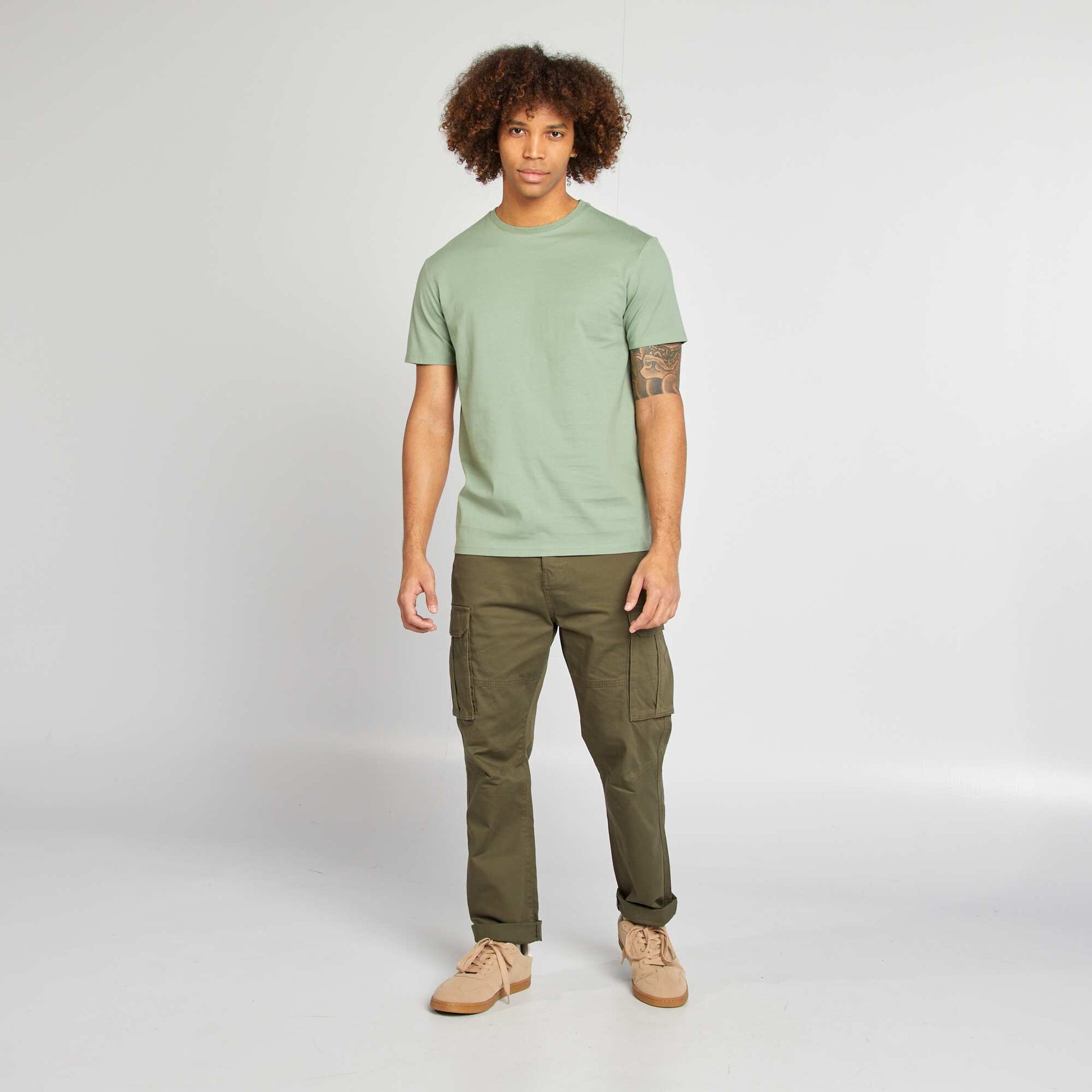 Round-neck cotton T-shirt GREEN
