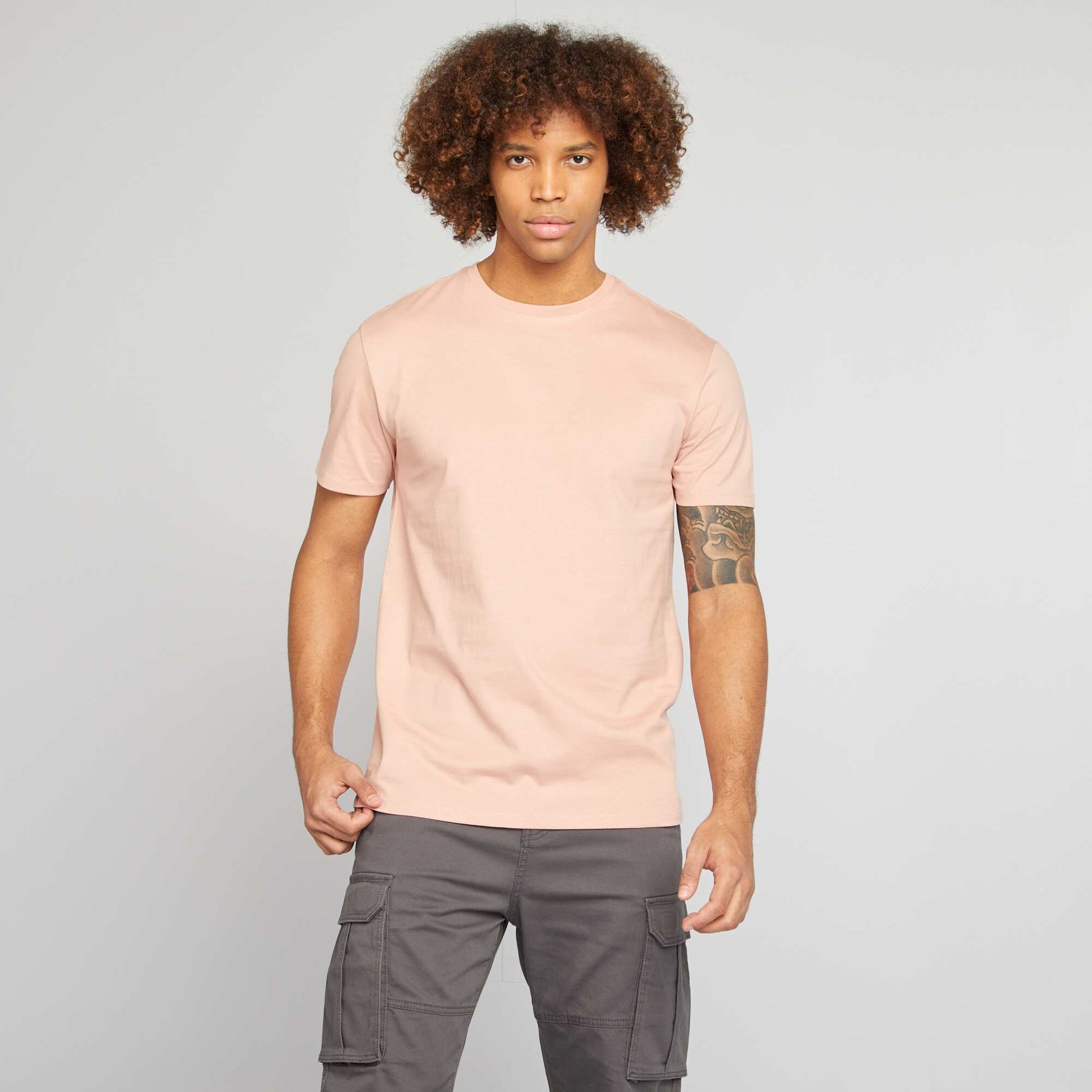 Round-neck cotton T-shirt PINK
