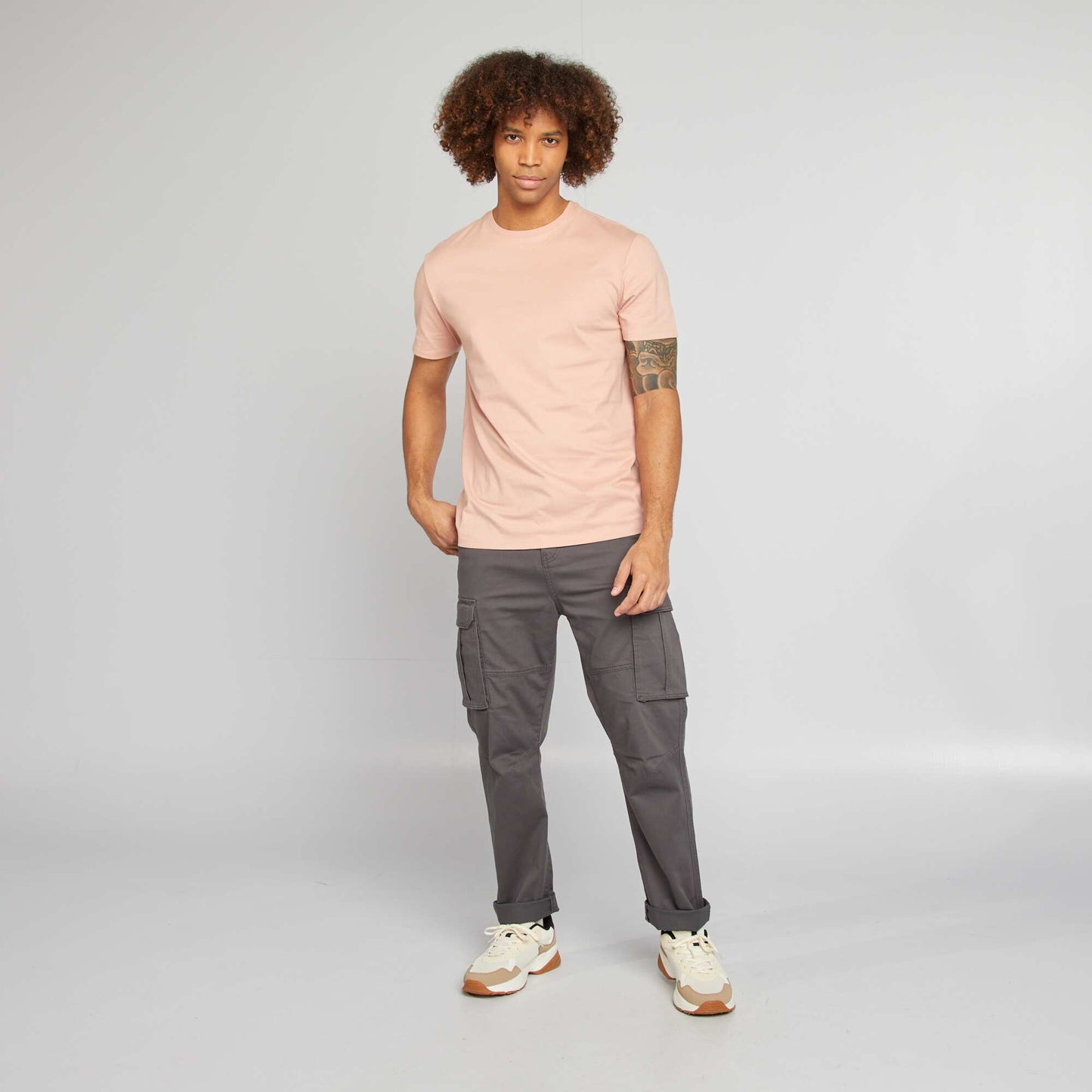 Round-neck cotton T-shirt PINK
