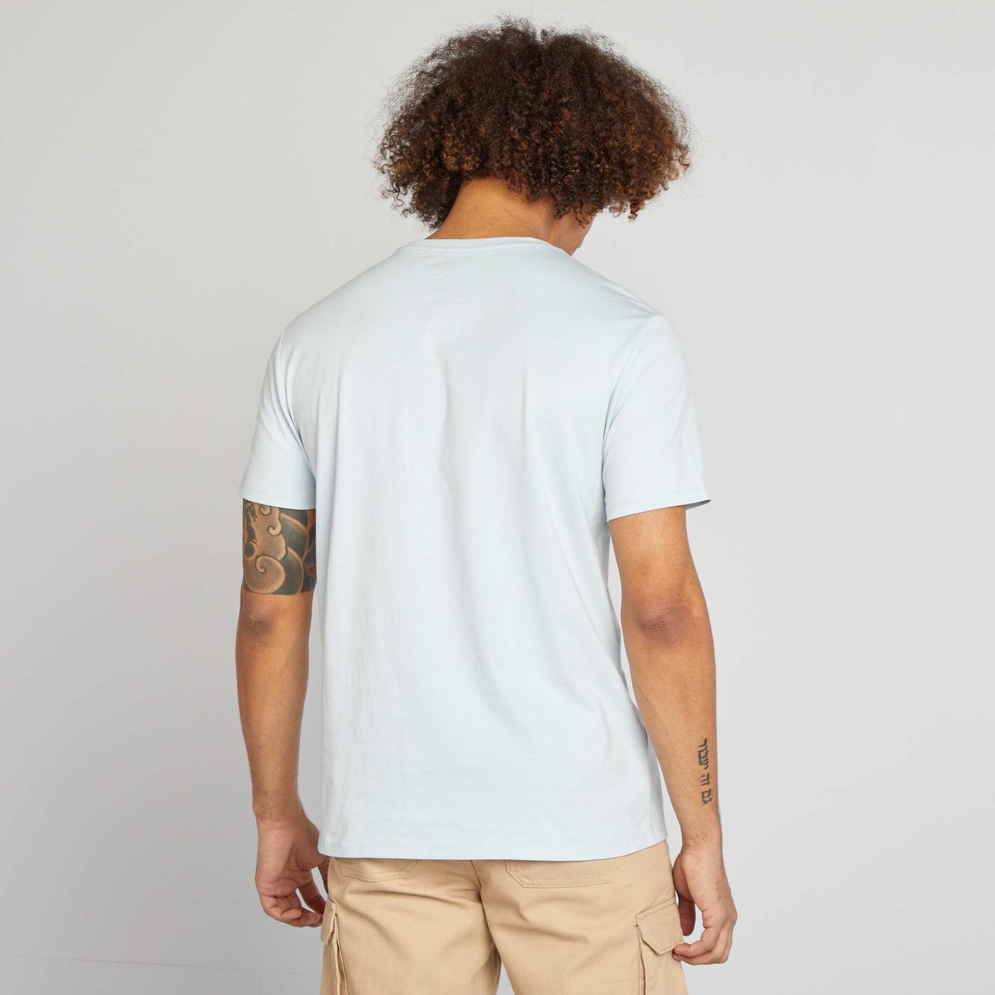 Round-neck cotton T-shirt BLUE