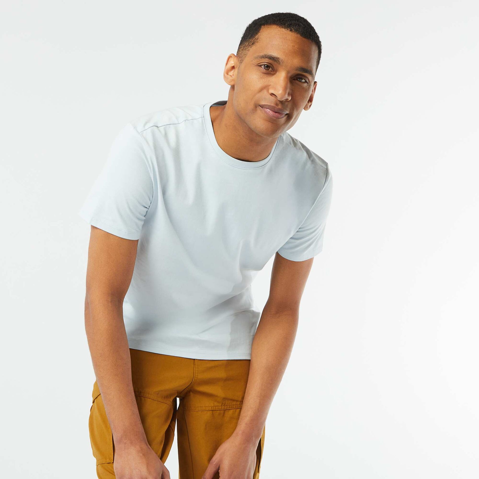 Round-neck cotton T-shirt BLUE