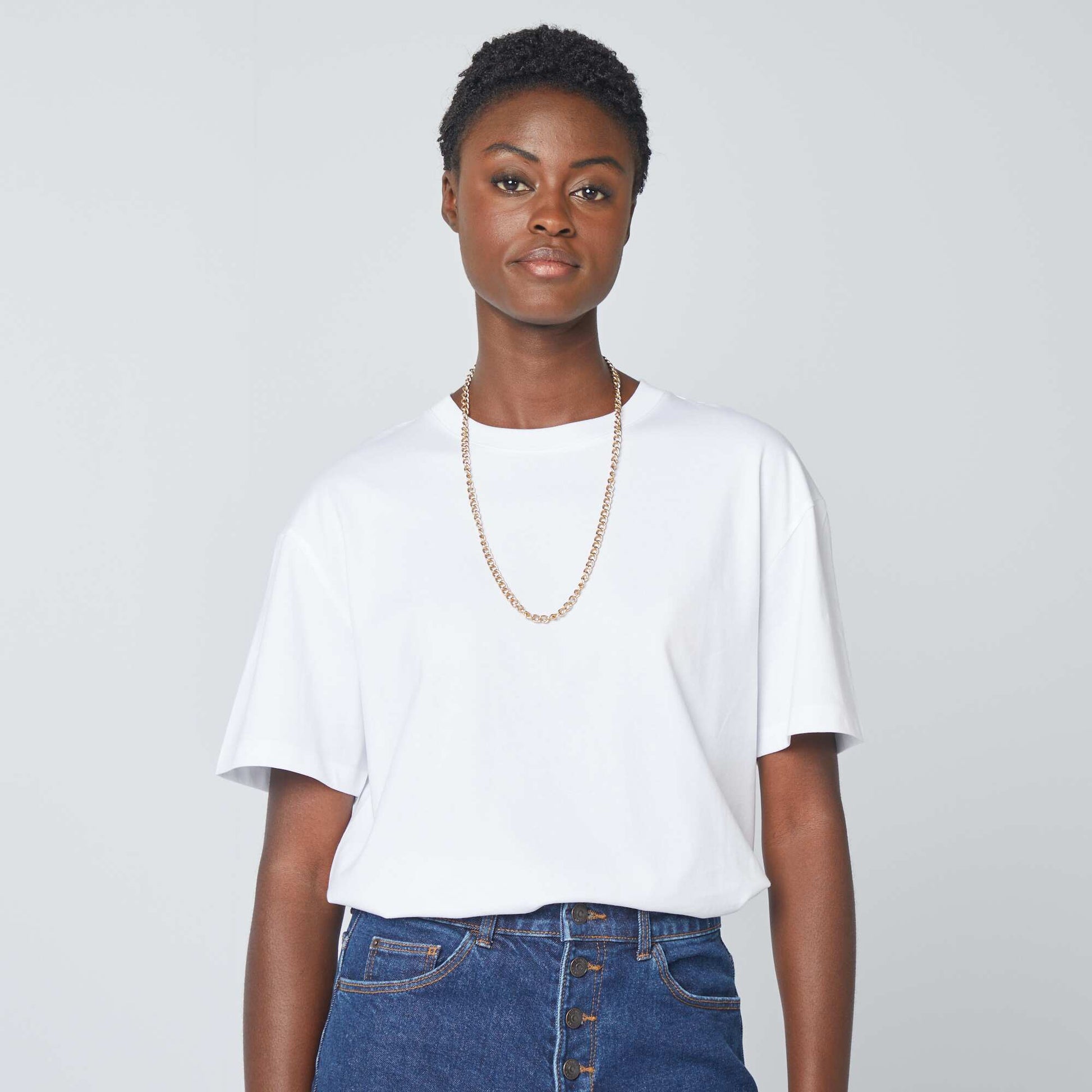 Oversized round neck T-shirt WHITE