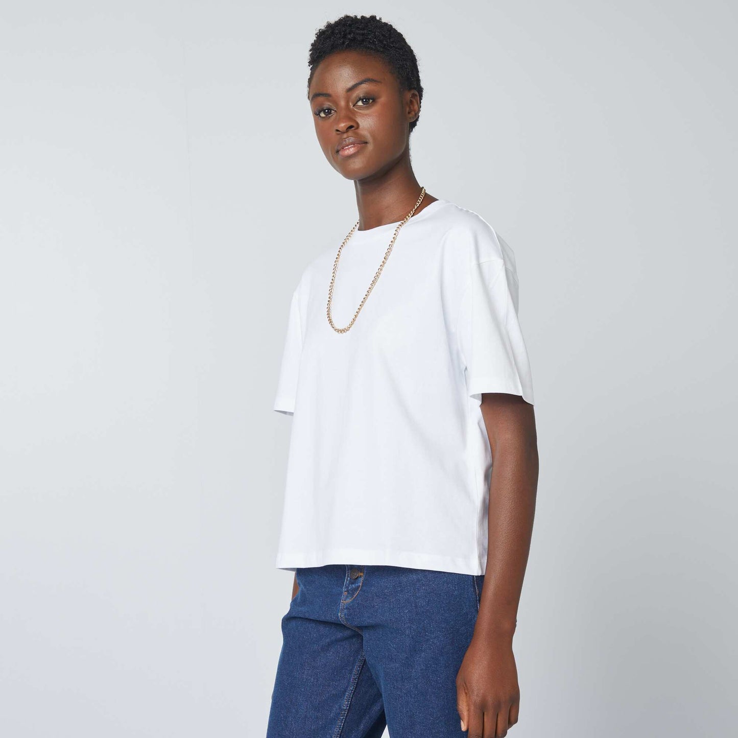 Oversized round neck T-shirt WHITE