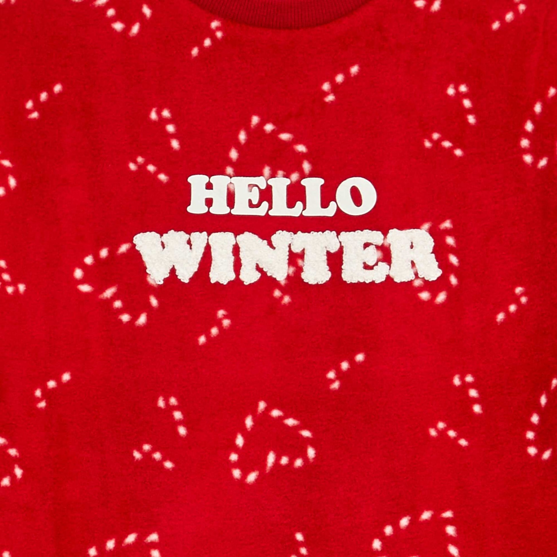 Winter long fleece pyjamas - 2-piece set RED