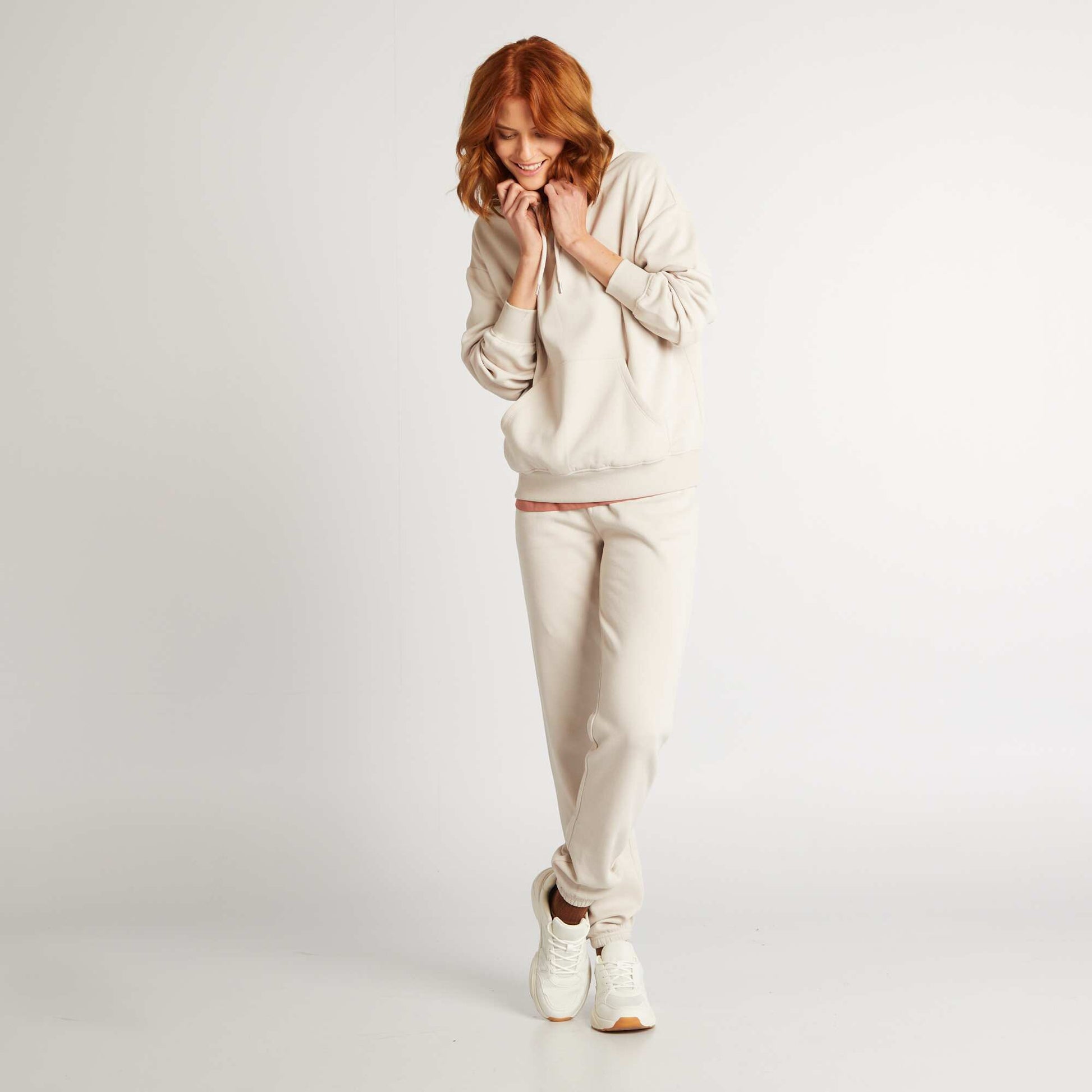 Basic sweatshirt fabric joggers BEIGE