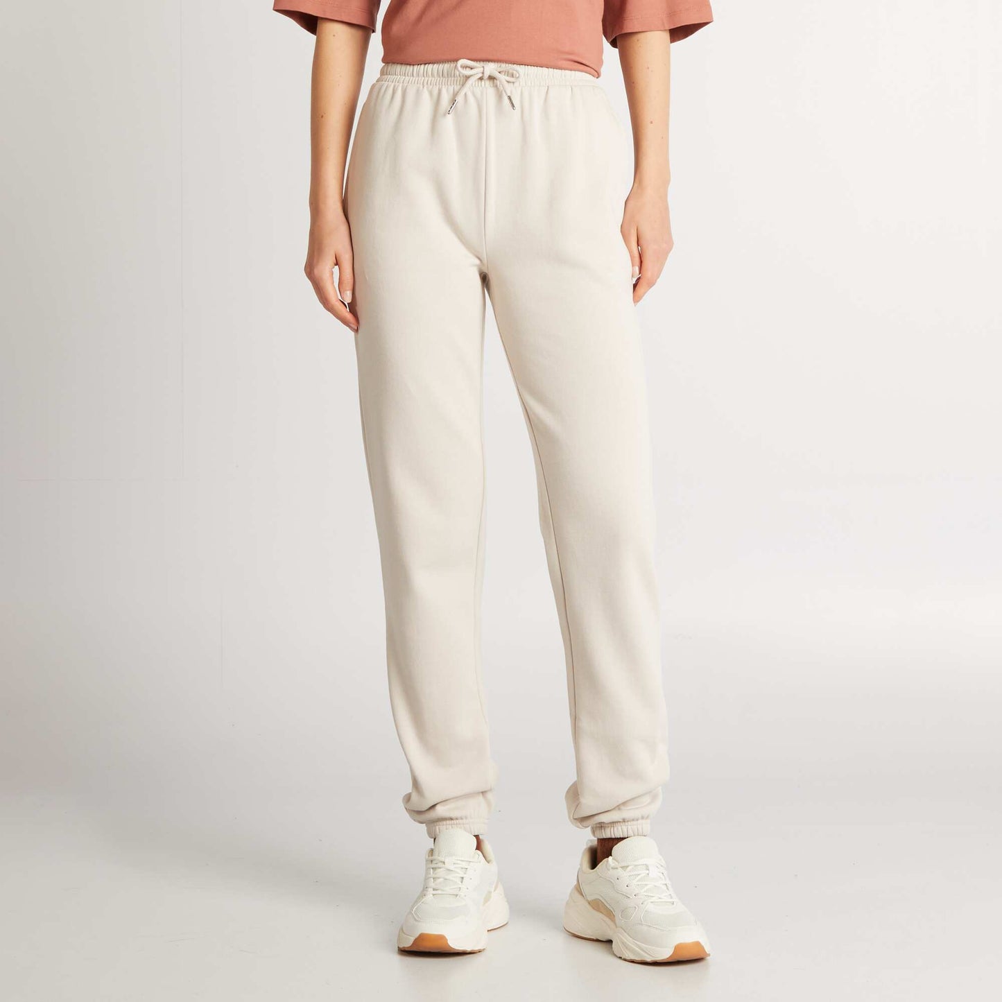 Basic sweatshirt fabric joggers BEIGE