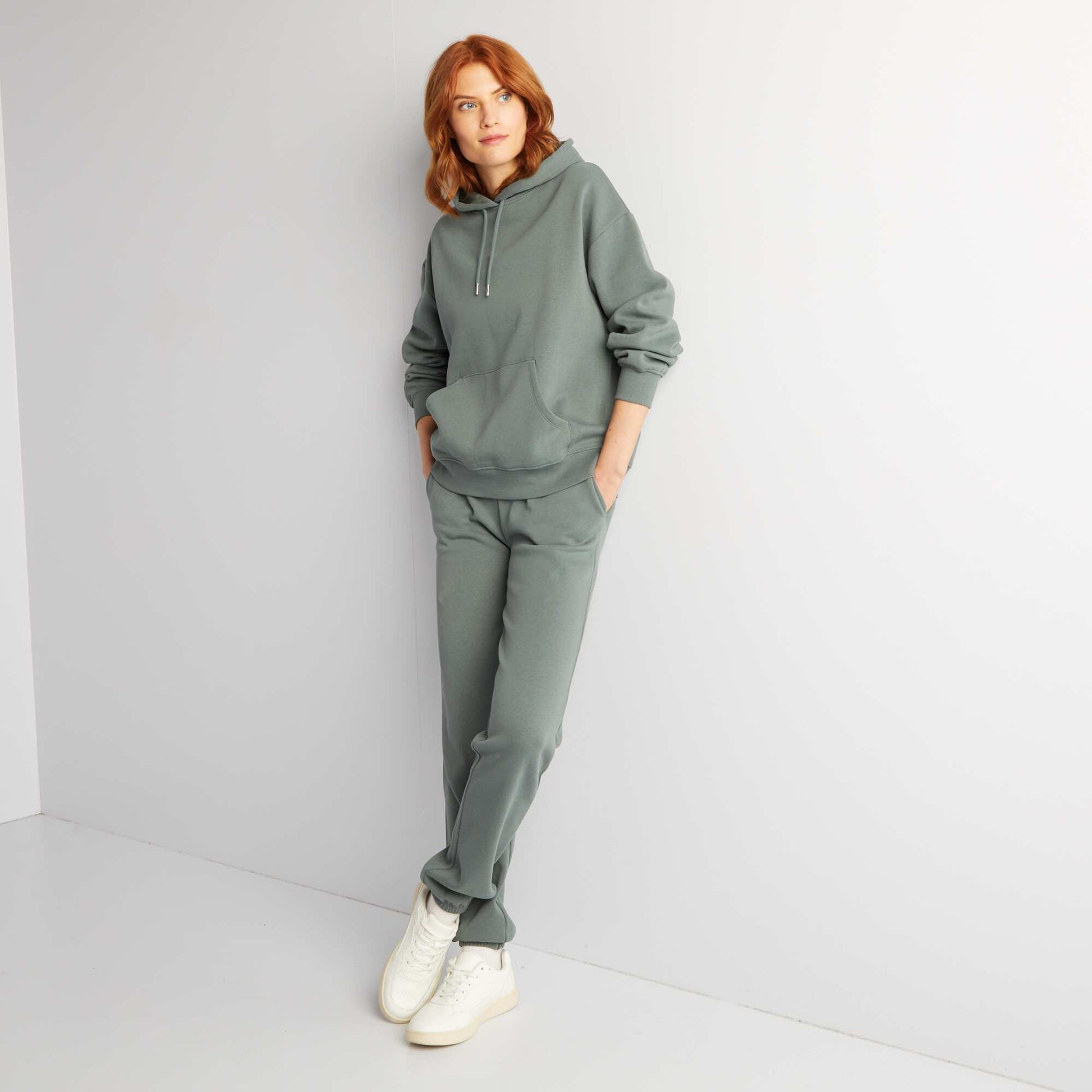 Basic sweatshirt fabric joggers GREEN