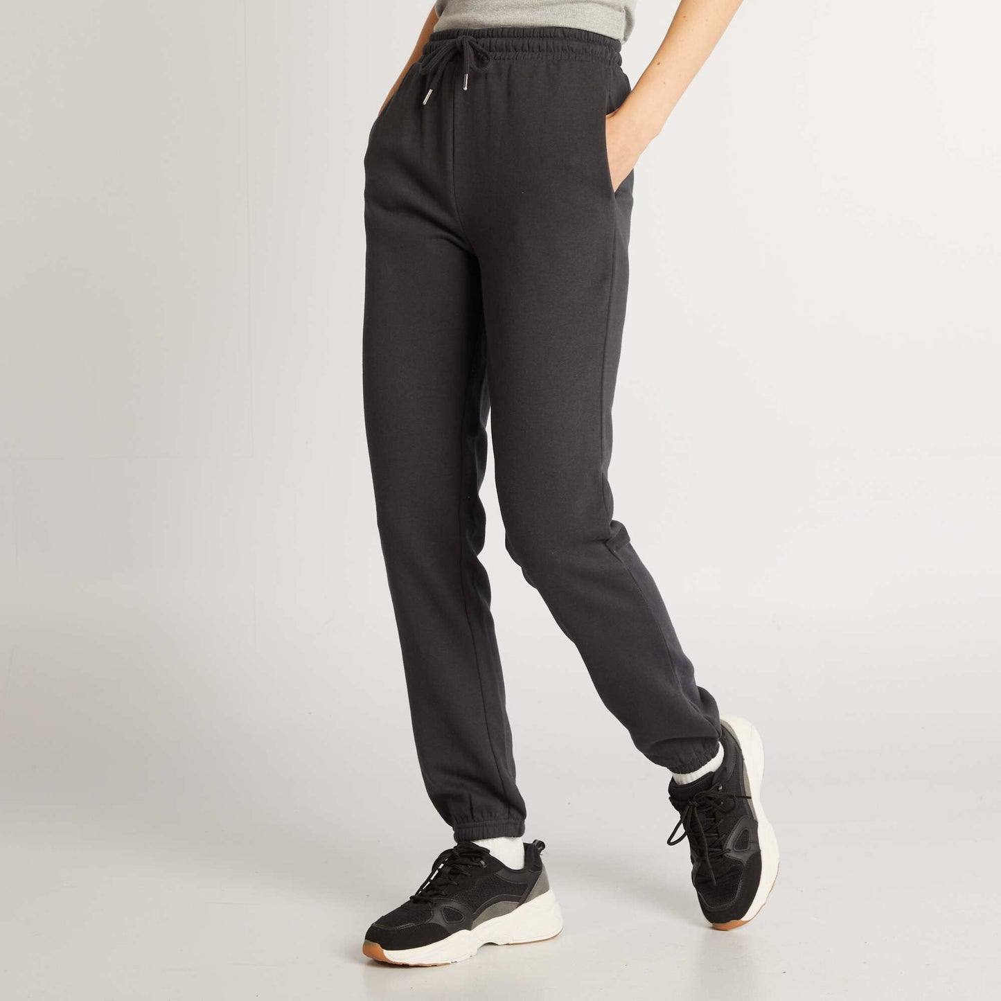 Basic sweatshirt fabric joggers BLACK