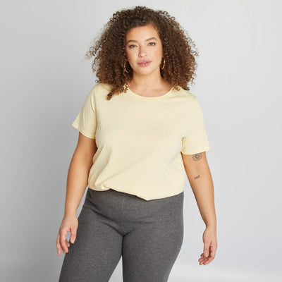 Short-sleeved jersey knit T-shirt YELLOW