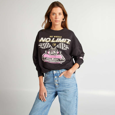 Round-neck 'Hot Wheels' sweatshirt BLACK