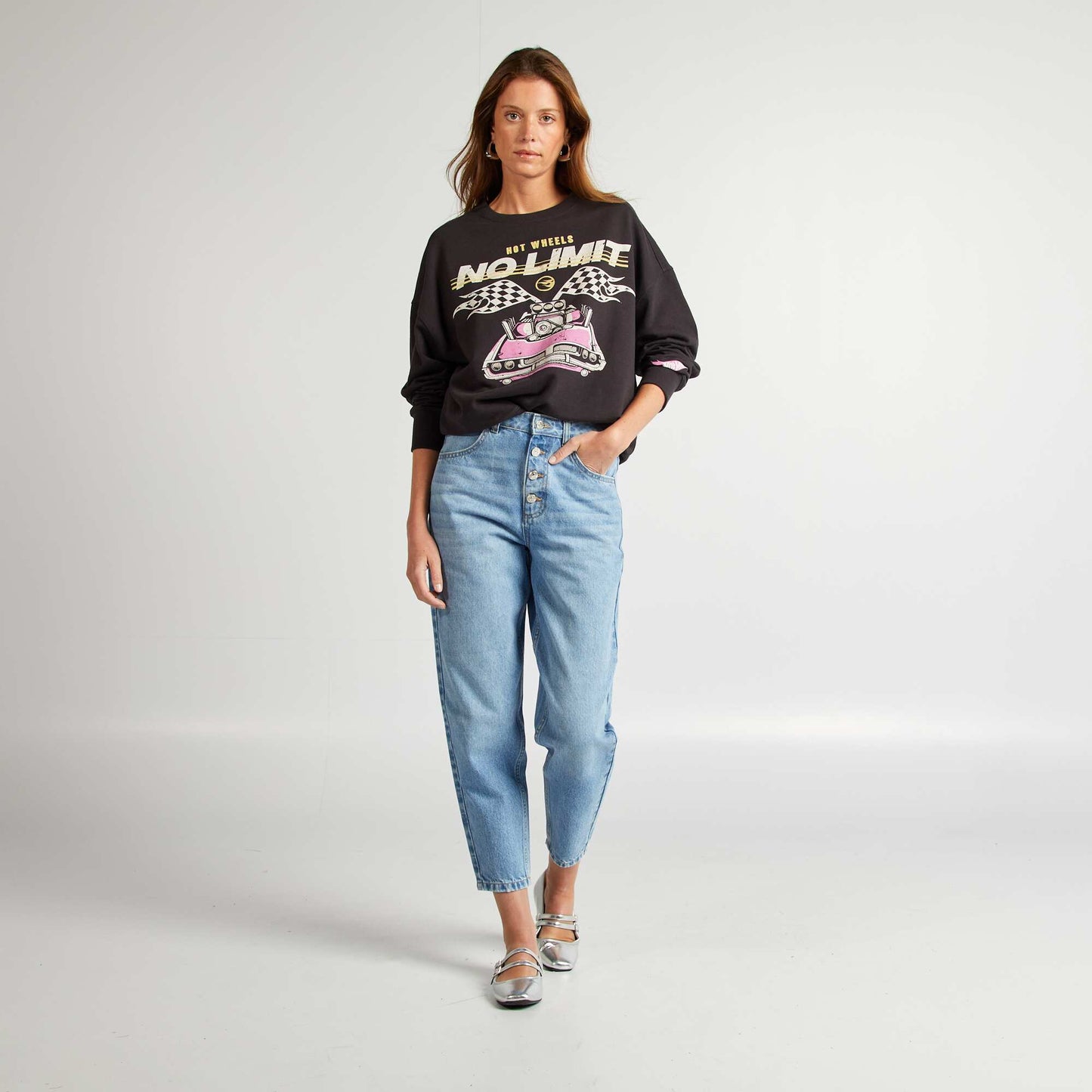 Round-neck 'Hot Wheels' sweatshirt BLACK
