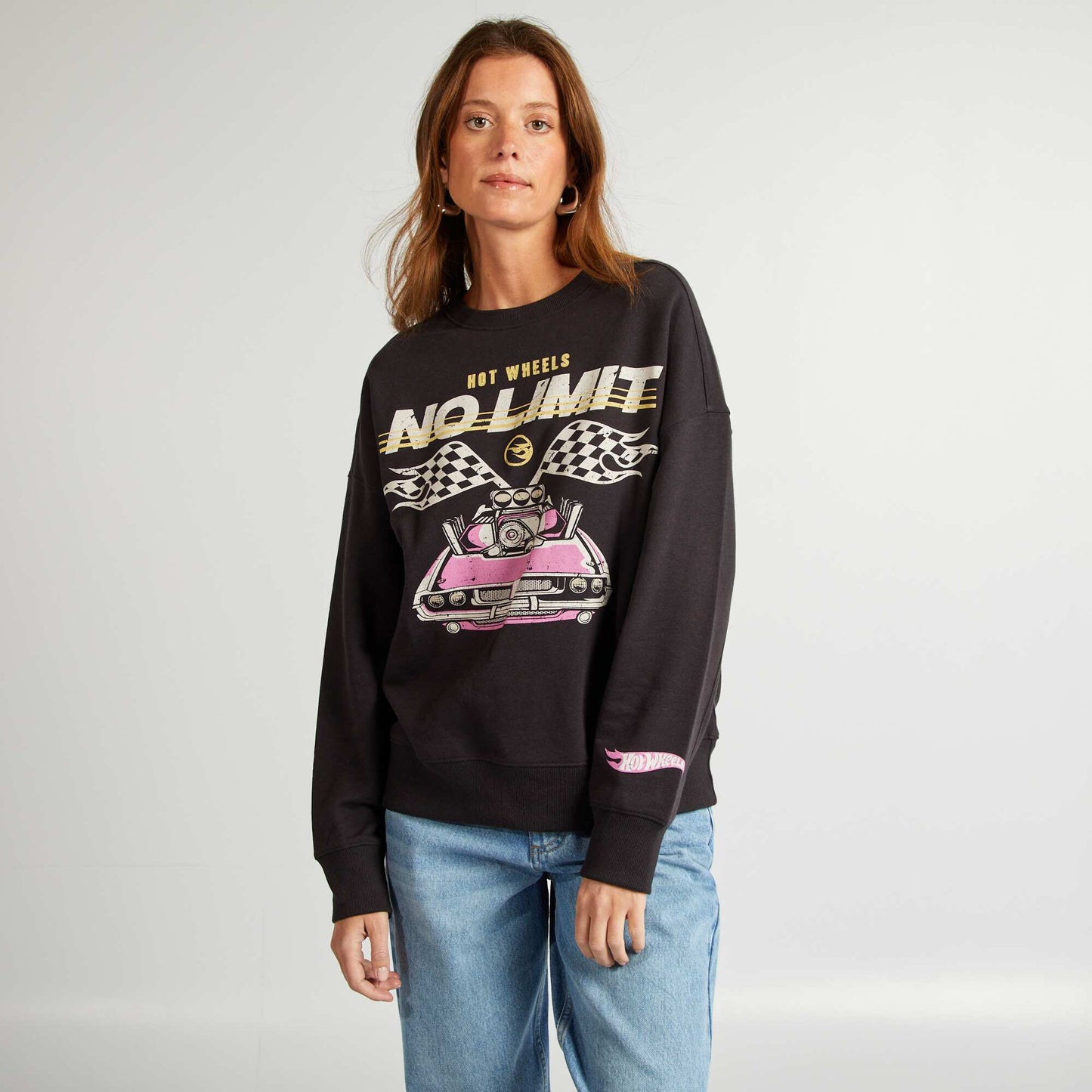 Round-neck 'Hot Wheels' sweatshirt BLACK