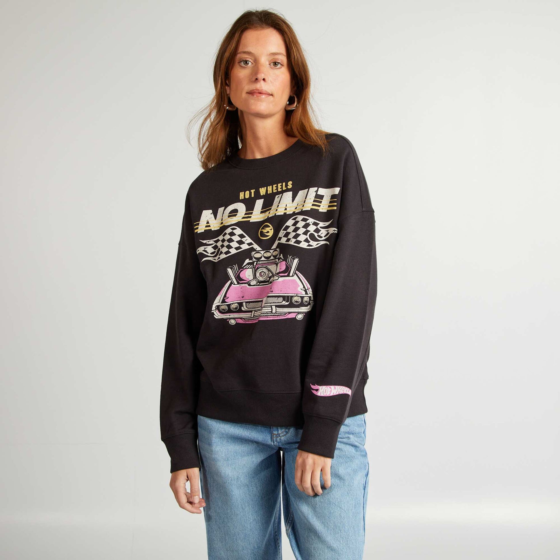 Round-neck 'Hot Wheels' sweatshirt BLACK