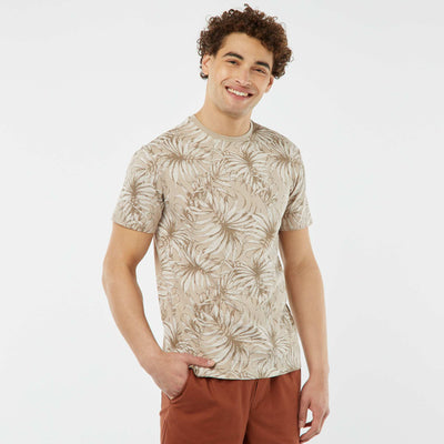 Short-sleeved printed T-shirt BEIGE