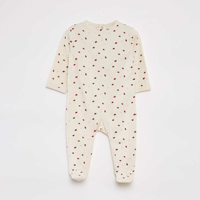 Patterned sleepsuit with feet WHITE