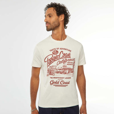 Short-sleeved printed T-shirt BEIGE