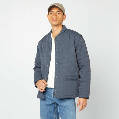 Quilted padded jacket with detachable sleeves BLUE