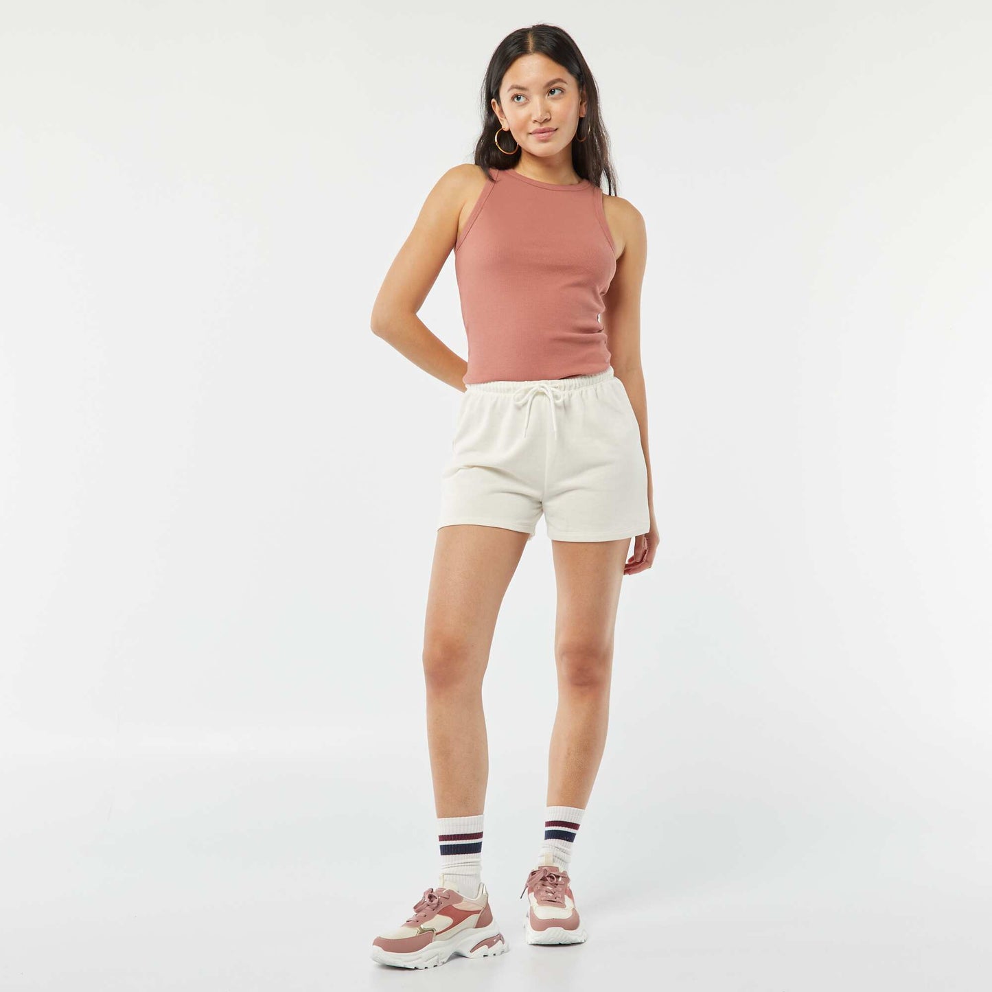 Sweatshirt fabric shorts WHITE