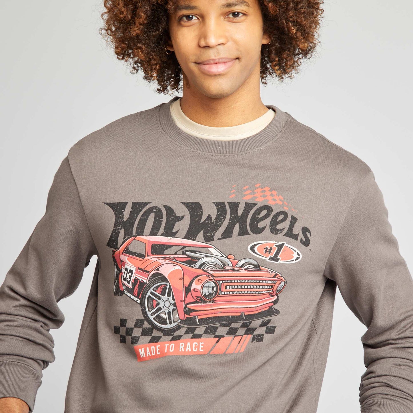 Round-neck 'Hot Wheels' sweatshirt GREY