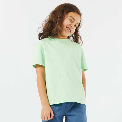 Basic short-sleeved T-shirt with round neck GREEN