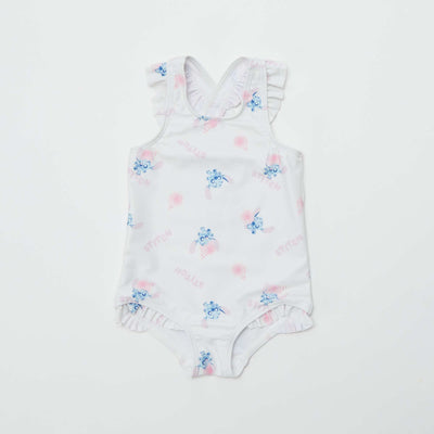 Ruffled 'Disney' 'Stitch' swimsuit - One-piece WHITE