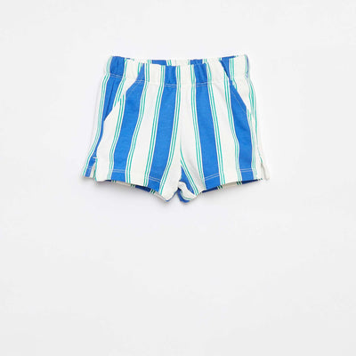 Patterned lightweight sweatshirt fabric shorts BLUE