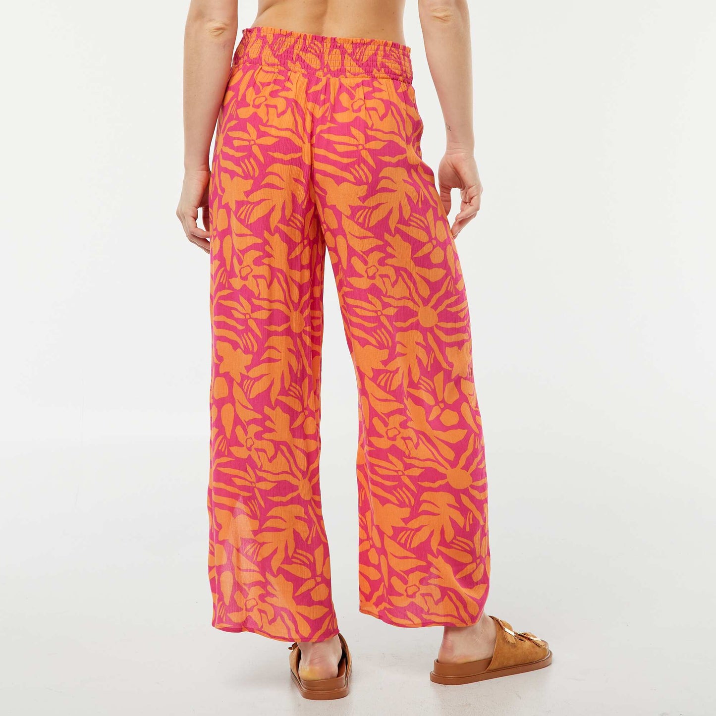 Leaf print beach trousers PINK