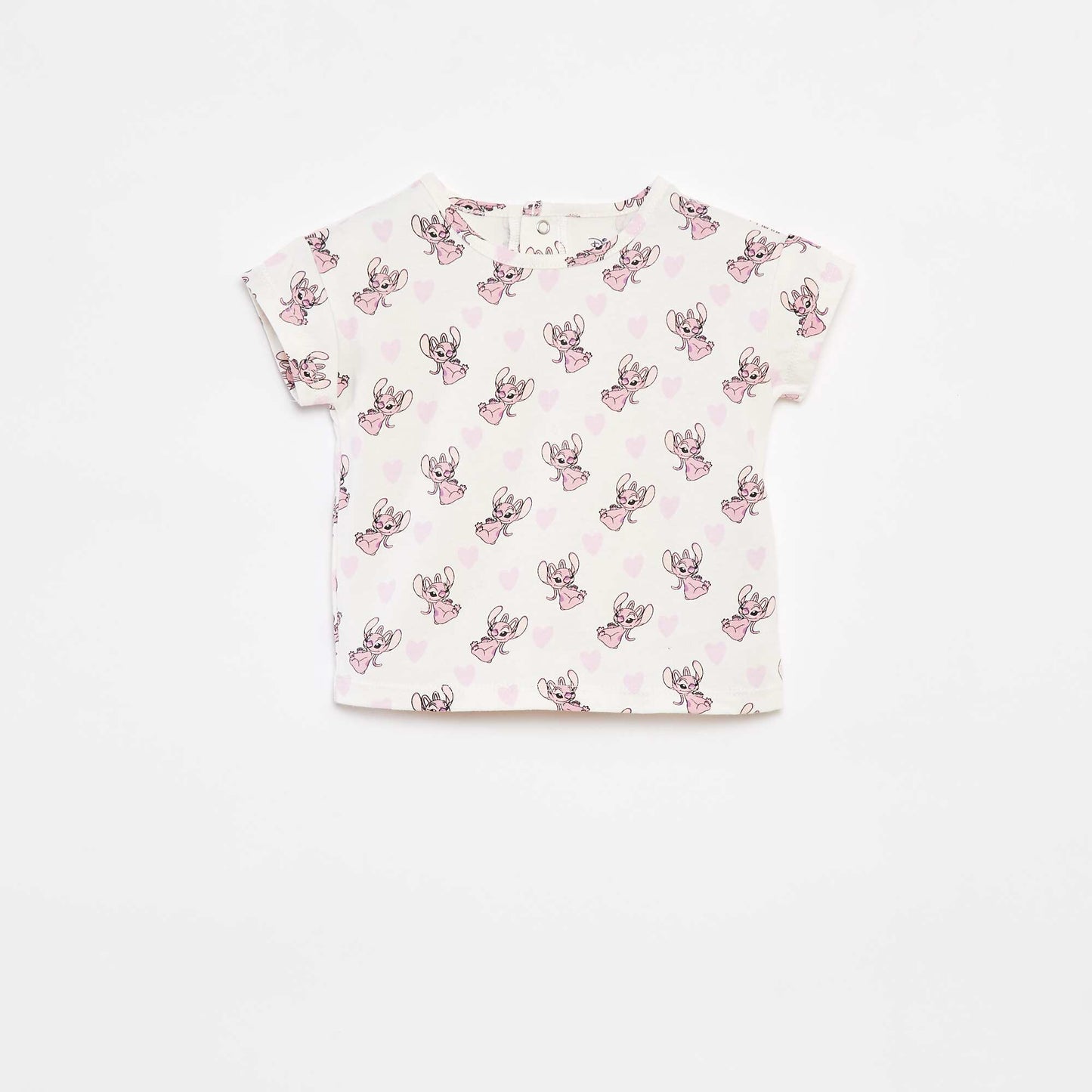 'Stitch' denim dungarees + T-shirt set PINK