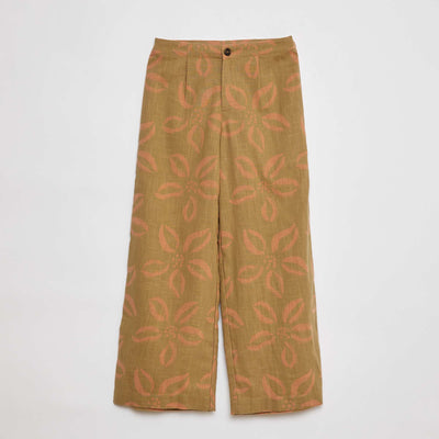 Wide-leg trousers with print KHAKI