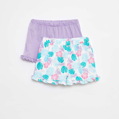 Pack of 2 pairs of ruffled shorts WHITE