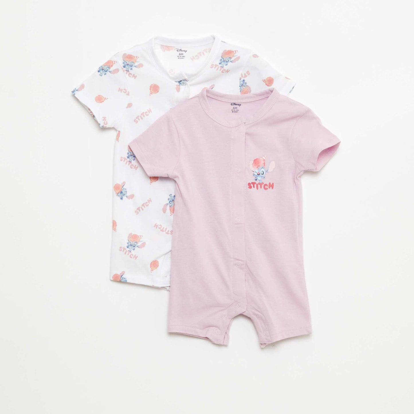 Pack of 2 Disney short-sleeved rompers WHITE