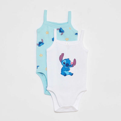Pack of 2 Stitch bodysuits with narrow straps BLUE