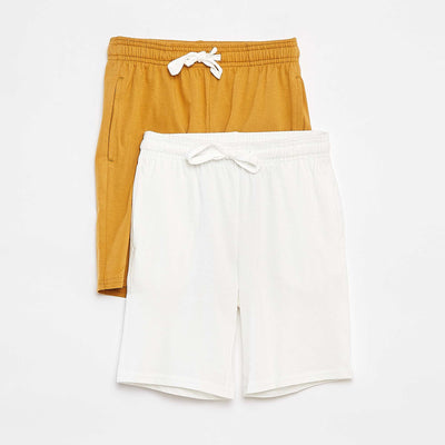 Plain lightweight sweatshirt fabric shorts with 2 pockets BEIGE