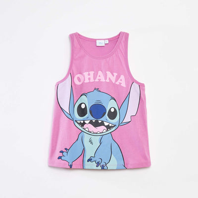 'Stitch' print vest top PURPLE