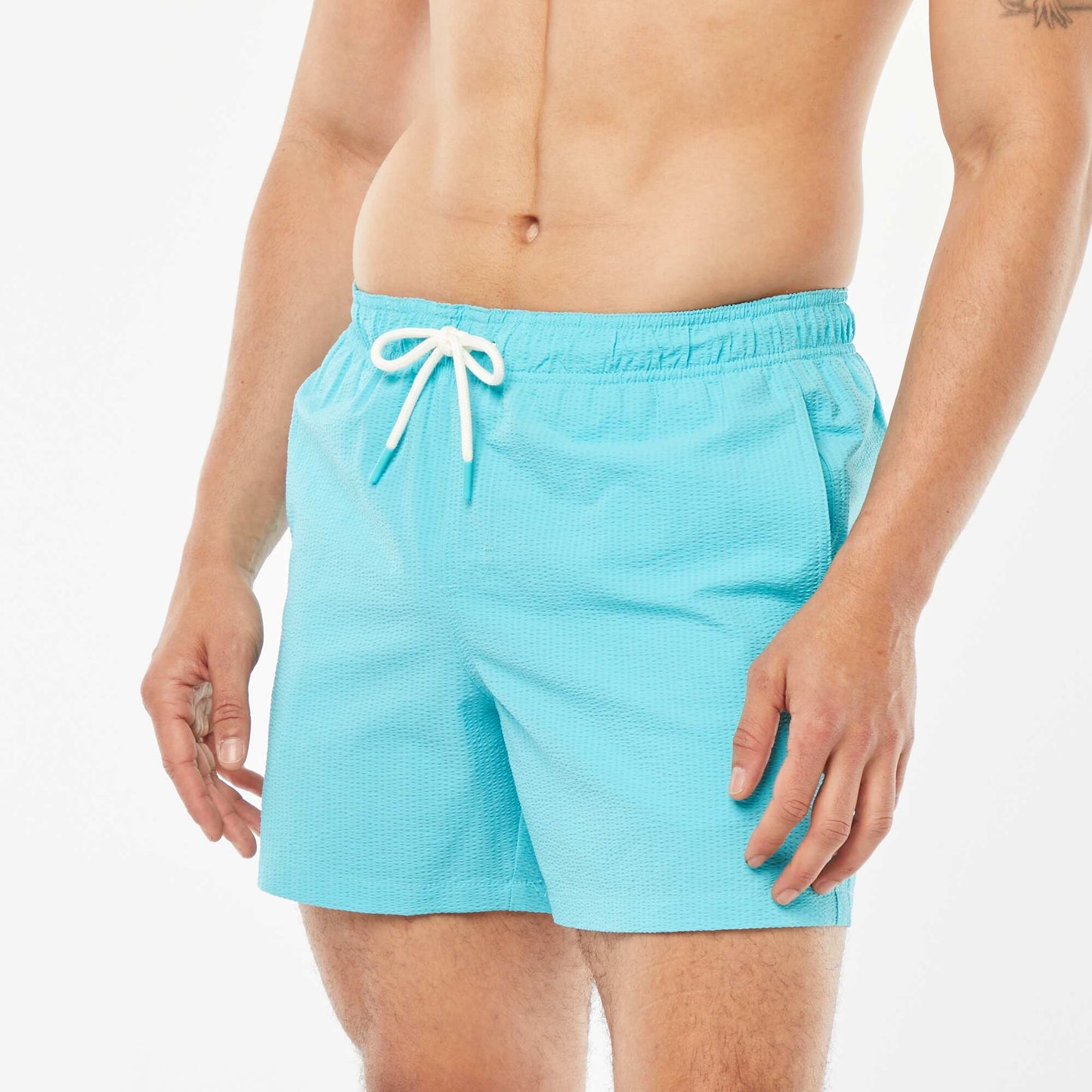 Textured knit swim shorts BLUE