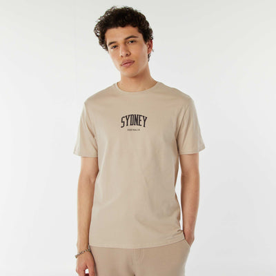 Printed slogan T-shirt BEIGE