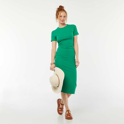 Plain midi dress  open at the back GREEN