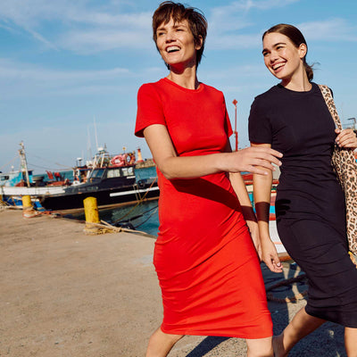 Plain midi dress  open at the back RED