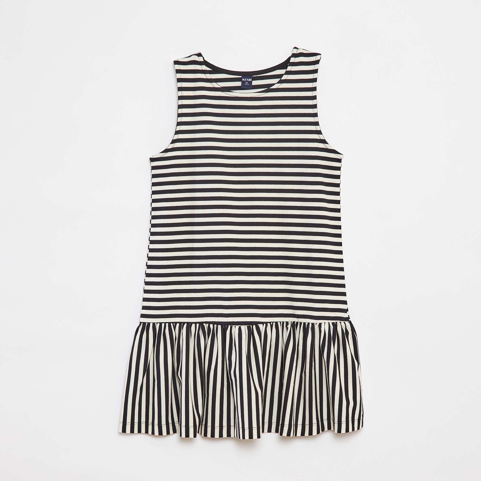 Flounced sleeveless dress BLACK