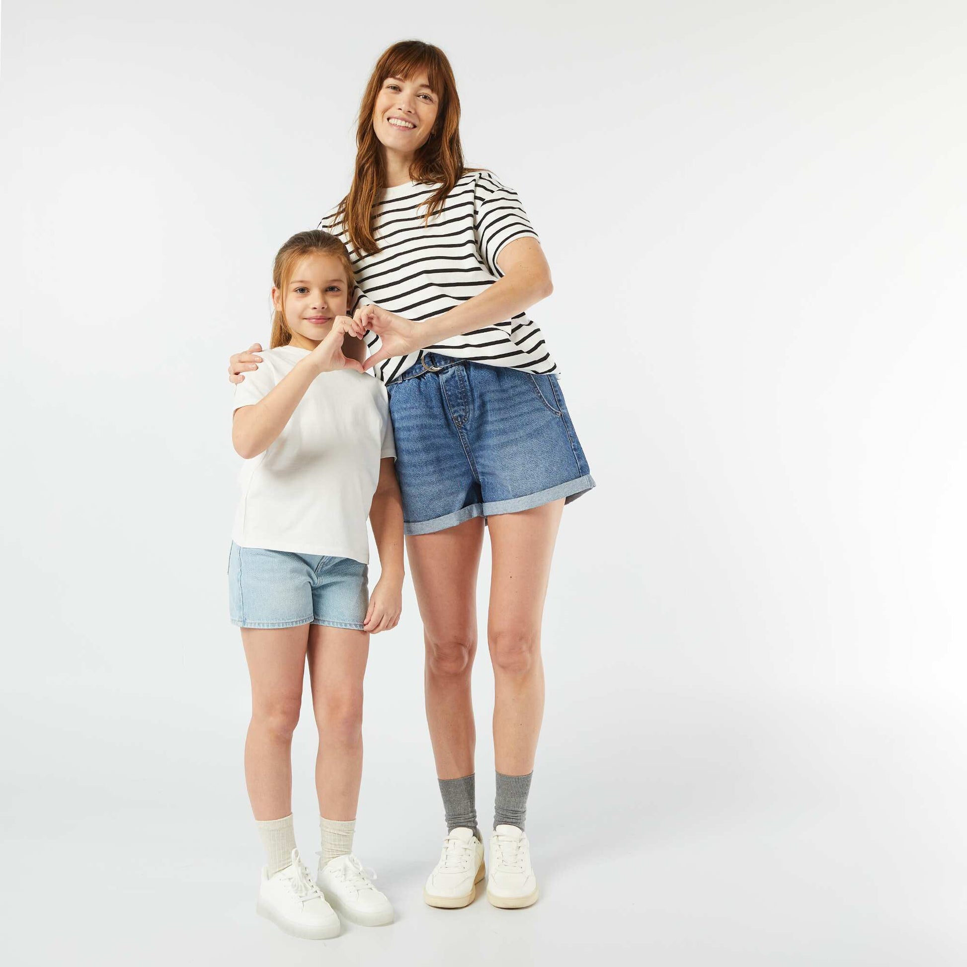 High-waisted denim shorts BLUE
