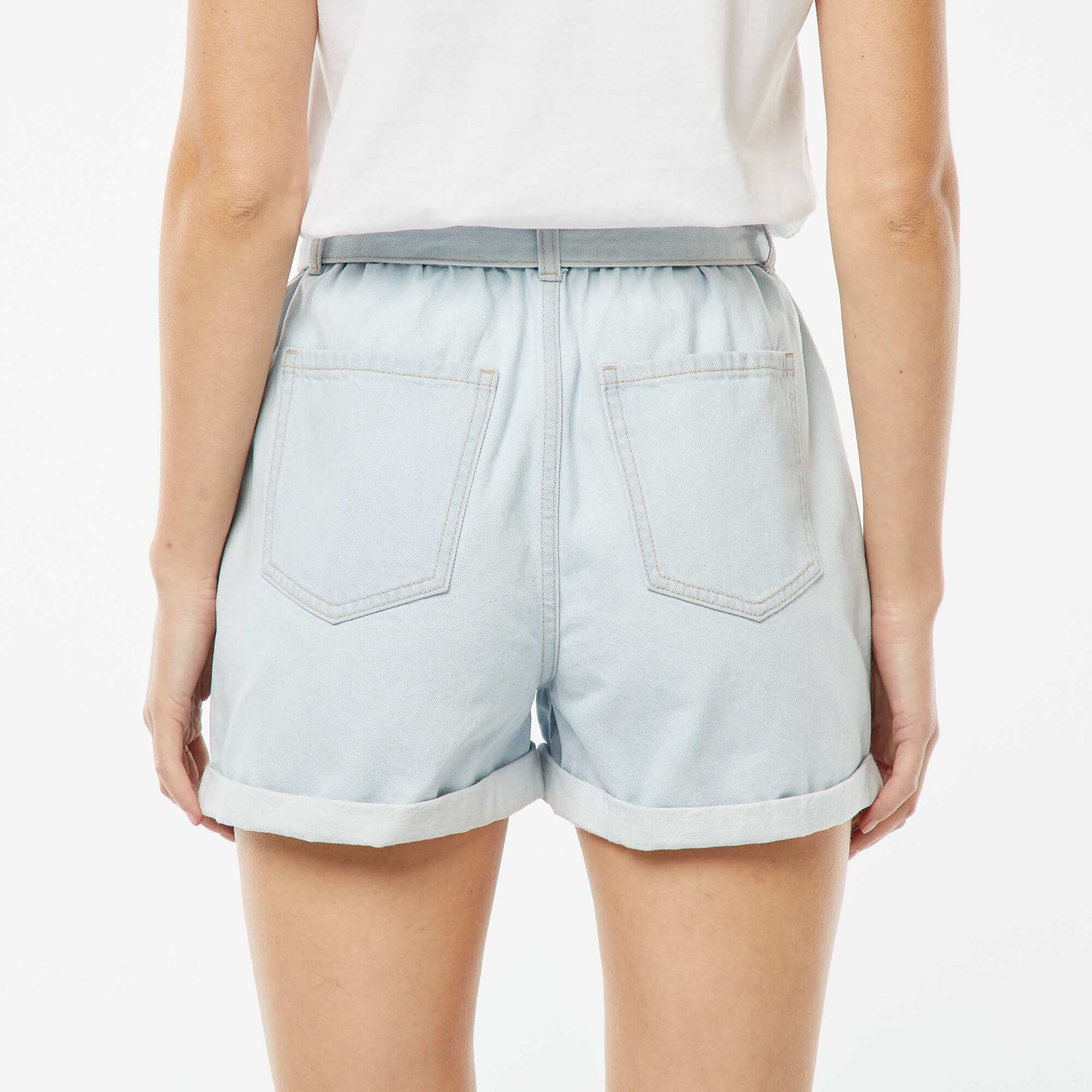 High-waisted denim shorts BLUE