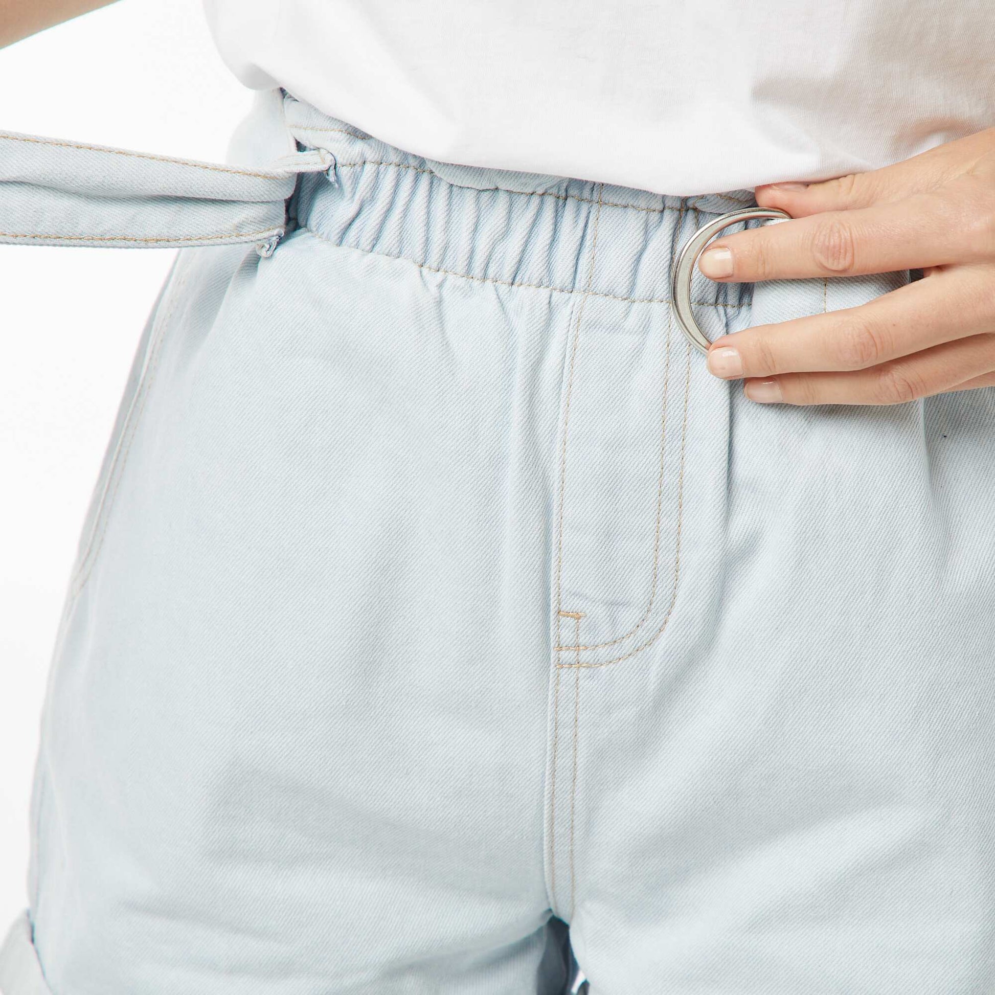High-waisted denim shorts BLUE